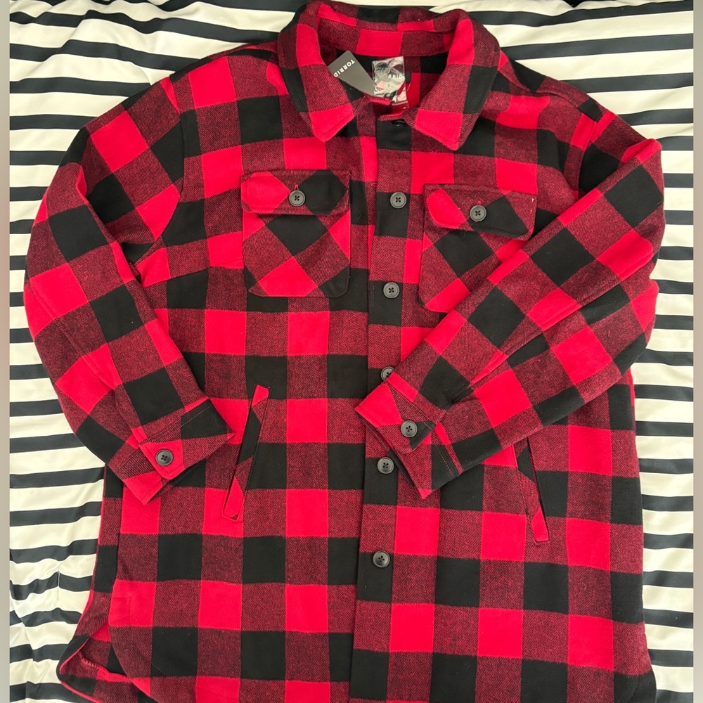 NWT Torrid Brushed Twill Shacket (size 1|1X|14-16) Red & Black Buffalo Plaid